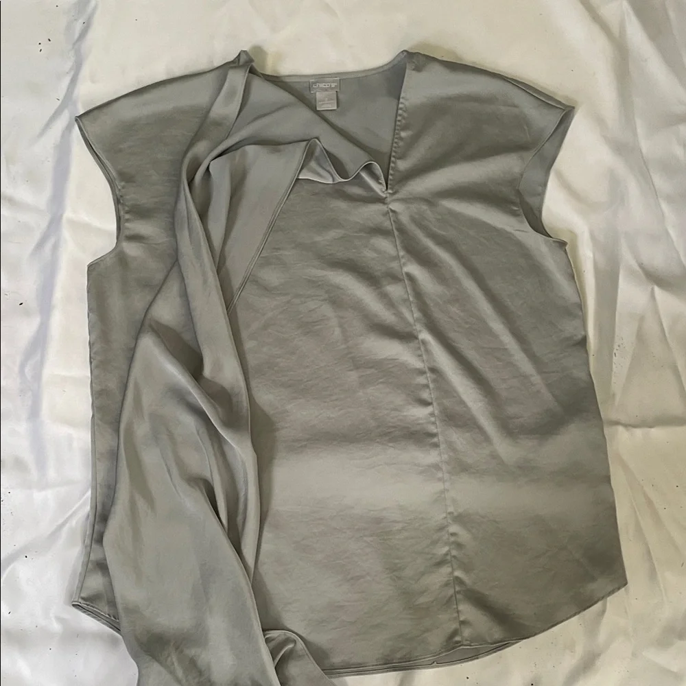 Chico's Soft Gray Blouse - Picture 3 of 4